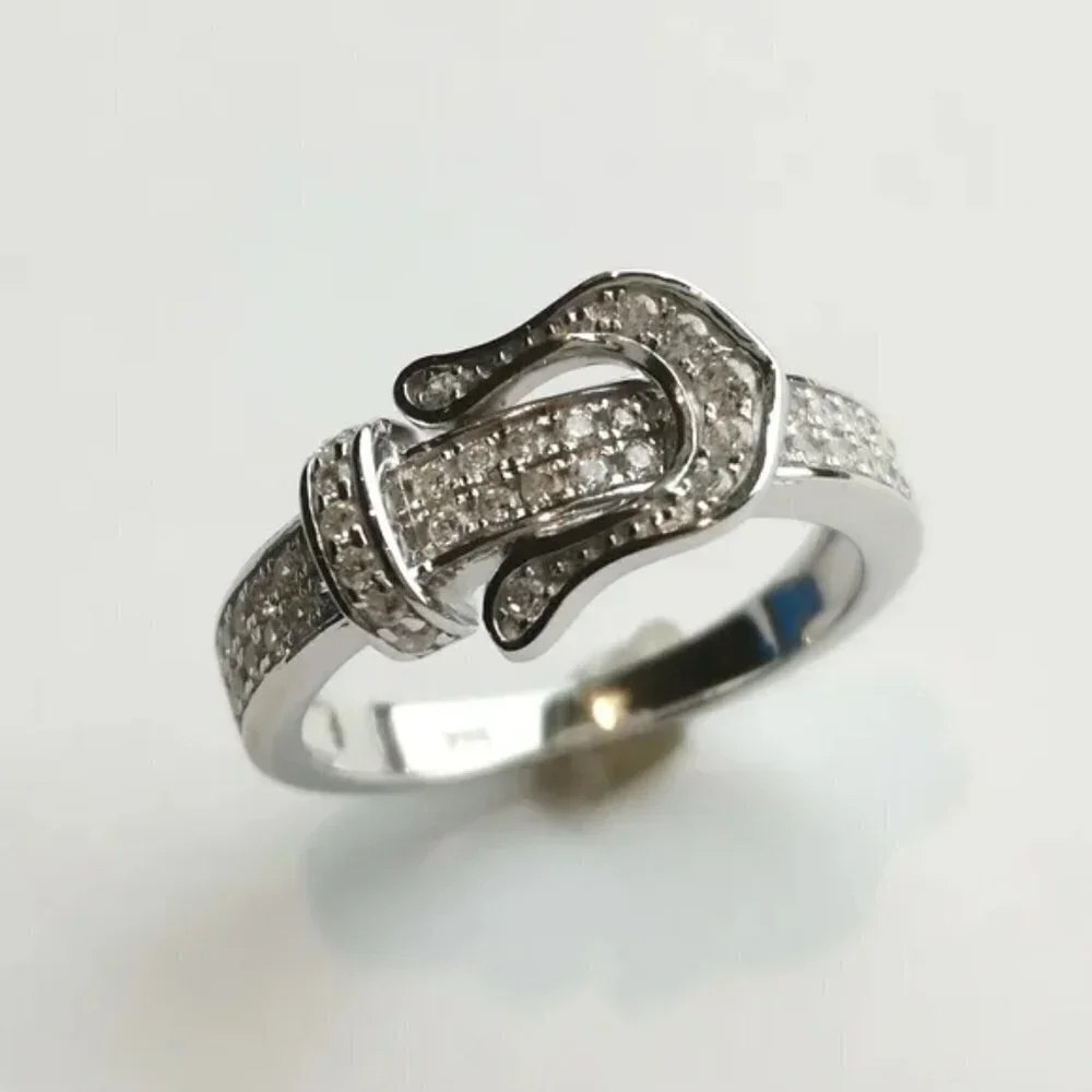New Sterling silver cz buckle ring size 6